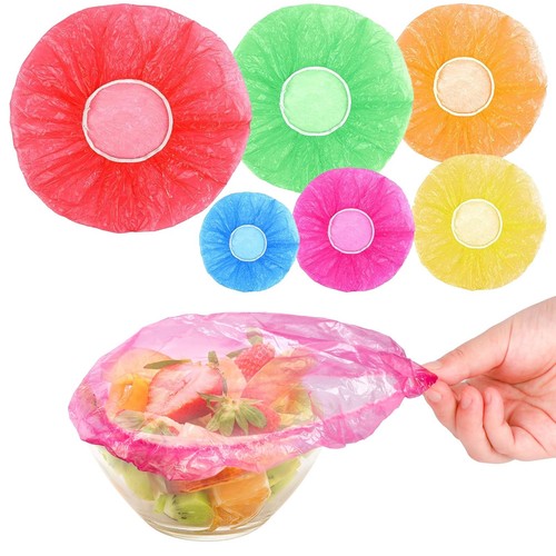 120 Pieces Dish Plate Plastic Wrap Bowl Covers Reusable Elastic Colorful Food...