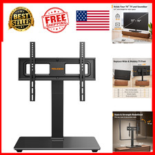 Universal TV Stand 32-70 Inch Swivel 60 Degree 9 Levels Tempered Glass