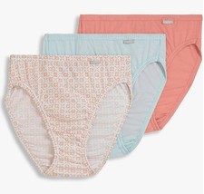 New Jockey Women's size 7 Underwear Elance Cotton Hipsters 3 Pack Orange Patter
