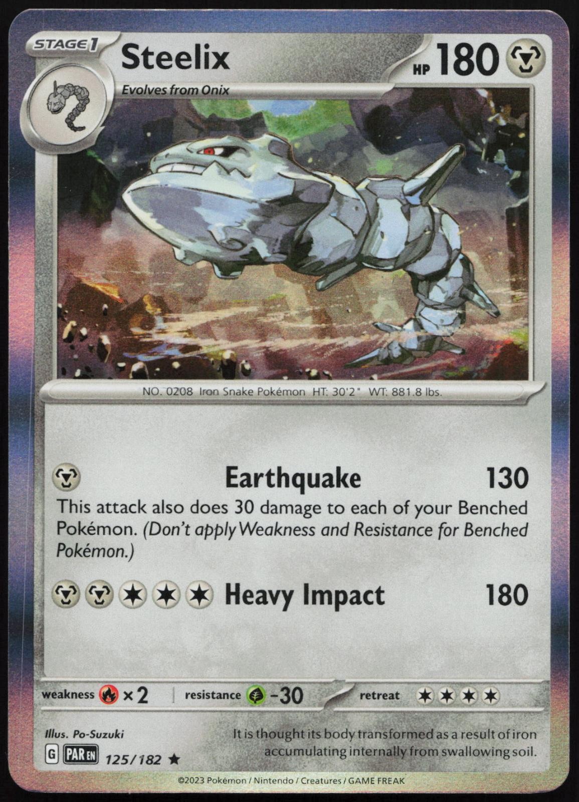 Steelix 125/182 Rare Paradox Rift Pokemon Holo NM