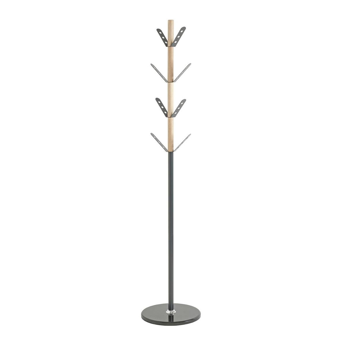 Porte-manteau design Corneille anthracite et bois de chêne naturel pour entrée chic