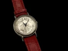 Silver Walking Liberty Half Dollar Coin Watch Silver Working Red Leather Band