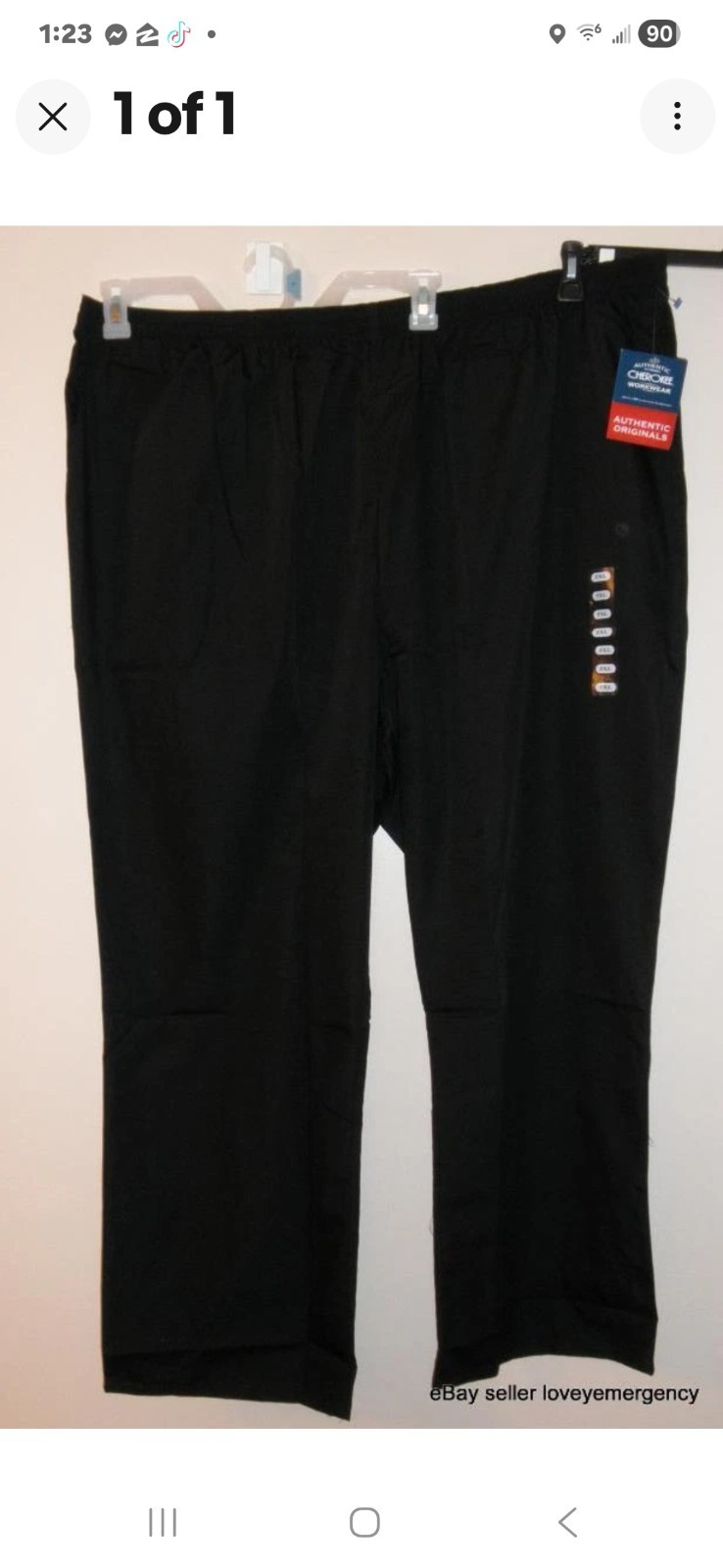 New Cherokee Authentic Workwear Scrub Bottoms Pants Plus Size 5XL Black