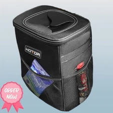HOTOR Car Trash Can with Lid and Storage Pockets - 100% Leak-Proof Organizer new