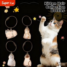 6PC Cat hair storage box pendant cat hair storage capsule keychain commemorative