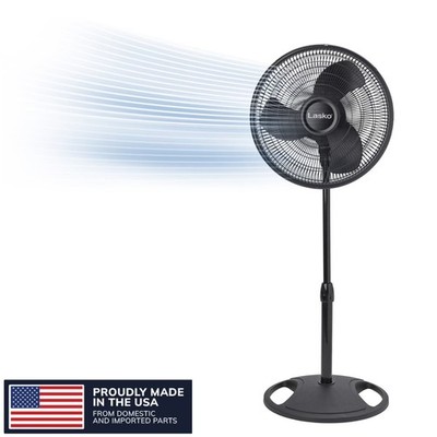 Lasko 16'' Oscillating Adjustable Pedestal Fan with 3-Speeds, S16500,