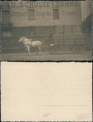 Ansichtskarte  Firma D. Schulte & Söhne Pferdefuhrwerk Import Export 1814