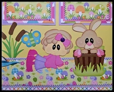 Premade 12x12 Scrapbook Pages Handmade Layout SEWN MATS Spring Air PCC