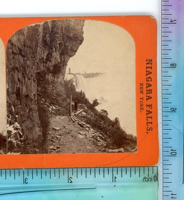 Horse Shoe Fall below Goat Island Niagara Falls USA George Barker Stereoview