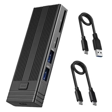 10Gbps Mobile SSD Enclosure Adapter Case Multi-Functional USB Hub Design Black