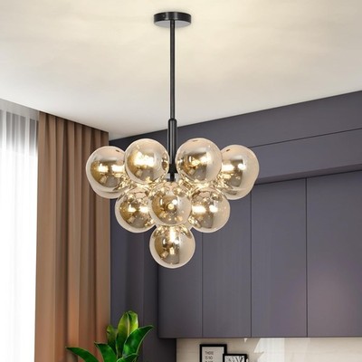 New Mid Century Sputnik Chandelier 9-Light Gold Glass Globe 23.6'' G9