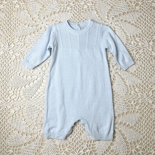 Pagliaccetto lungo Renzo bambino 0-3 mesi blu maglia cotone elegante - Foto 1 di 5