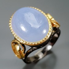 Biżuteria 12 ct + naturalny pierścionek chalcedon 925 srebro szterlingowe rozmiar 9 / R443187