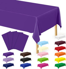4 PCS Plastic Table Cloth, 54" x 108" Purple Picnic Table Cover, for 6 to 8 Foot