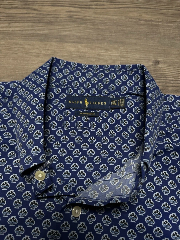 Polo Ralph Lauren Shirt Men’s Size 2XLT Performance Pony Monogram Button Down - Image 2 of 4