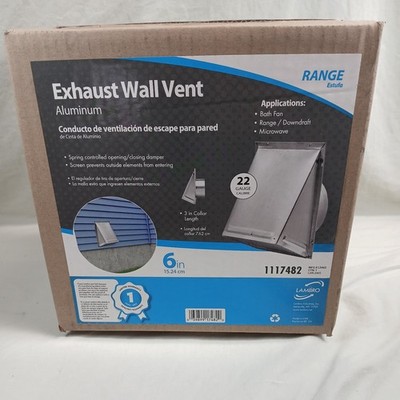 Lambro 6 in. Aluminum Exhaust Wall Vent Kitchen Stove Range Bath Fan 346S. NEW