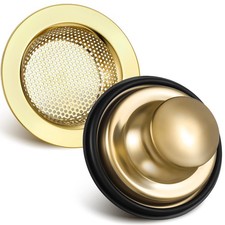 Retisee 2 Pcs Kitchen Sink Drain Strainer Stopper Set Stainless Steel Gold