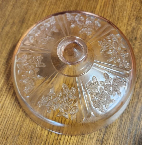 Vintage Federal Glass Sharon Pink Cabbage Rose Butter Dish Lid Only