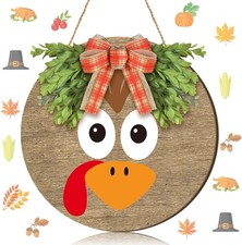 12 Inch Thanksgiving Door Decoration Turkey Wooden Sign for Front Door Decor ...