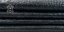 BLACK CROCODILE TEXTURED EMBOSSED On Lamb Leather 2 skins 10 sqf 0.7mm C5524