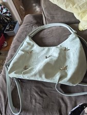 Light Blue Butterfly Embroidered Medium Cresc...