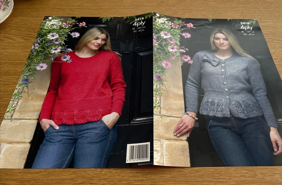 King Cole Knitting Pattern 3418. 4 Ply. 81-107cm. Cardigan & Sweater - Image 3 of 4
