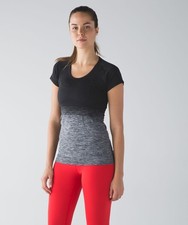 Women's Lululemon Swiftly Tech Short Sleeve Scoop Neck Top Fade White Black 6