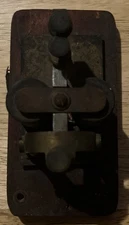 Antique J.H. Bunnell & Co New York Railroad Telegraph Key Sounder Wood Base