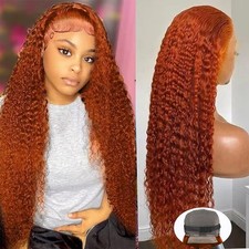 Ginger Orange Lace Front Wigs Human Hair 13x4 Deep Wave Lace Front Wigs For B...