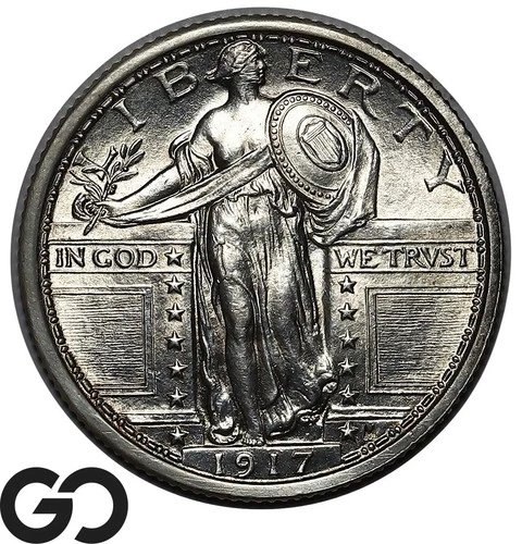 1917 Standing Liberty Quarter, Type 1, Solid Gem BU++ FH, Lustrous Gem Blazer!