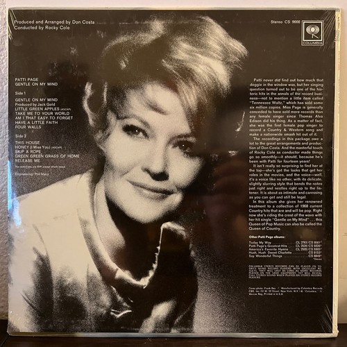 PATTI PAGE - Gentle On My Mind (1968) - 12" Vinyl Record LP - SEALED - Picture 2 of 2