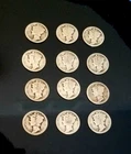 Lot Of 12 90% Silver Mercury Dimes