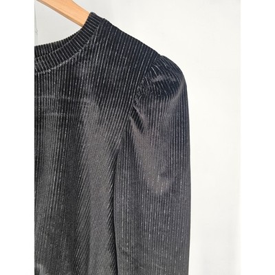 Belle Du Jour Girls Sz XL Long Sleeve Velvet Shirt Black Silver