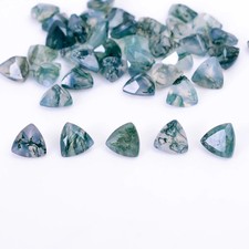 NATURAL MOSS AGATE CABOCHON FACETED TRILLION SHAPE LOOSE GEMSTONE LOT JEWELLERY.