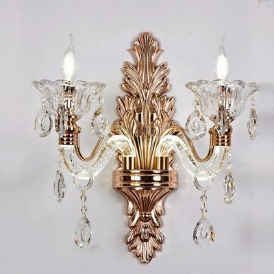 Classic Crystal Wall Sconce Clear Glass Candle Style Elegant Home Lighting