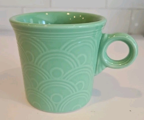 RARE Embossed Fiesta Fan Horizon Mug Retired Seamist  EUC!