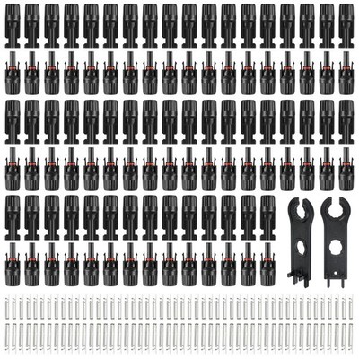 100PCS MC4 Soar Connectors Solar Panel Cable Connectors 1000V 30A IP67 Waterp...