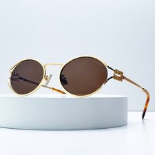 Miu Miu SMU 52YS Round Sunglasses Gold Frame Brown Lens Women 55-20-130