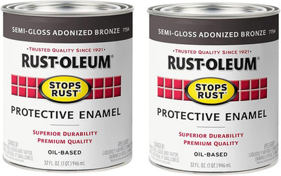 7754502-2PK Stops Rust Brush on Paint, Quart, Semi-Gloss Anodized Bronze, 2 Pack