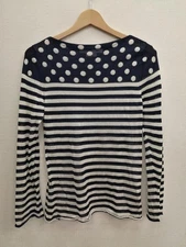 COMME DES GARCONS Navy Dot x Border LS Knit Used Unisex Sweater