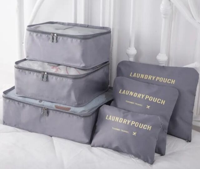 6 Pcs/Set Waterproof Clothes Storage Bags Travel Storage Bag for Organizer Grey