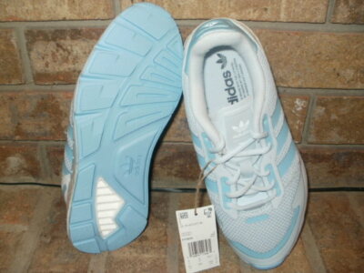 New Adidas ZX 1K Boost Running Shoe B96494 White-Blue Lady 7.5 B
