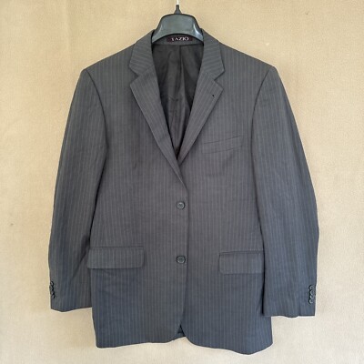 Tazio Mens 38R Two Button Sport Coat Suit Jacket 100% Wool Super 120's  PinStripe