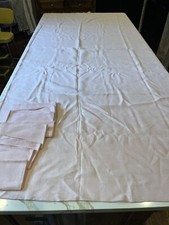 Pink Linen Tablecloth plus 8 Napkins 82" X 57"