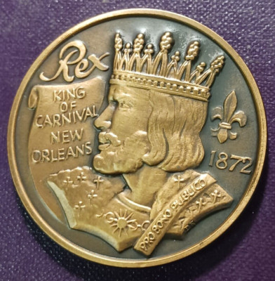 Rex  1980 Antique Bronze Theme New Orleans, LA Mardi Gras Doubloon
