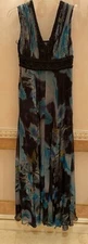New Coty Collection 100% SILK Long Beaded Sequin  Dress Gown Size  M