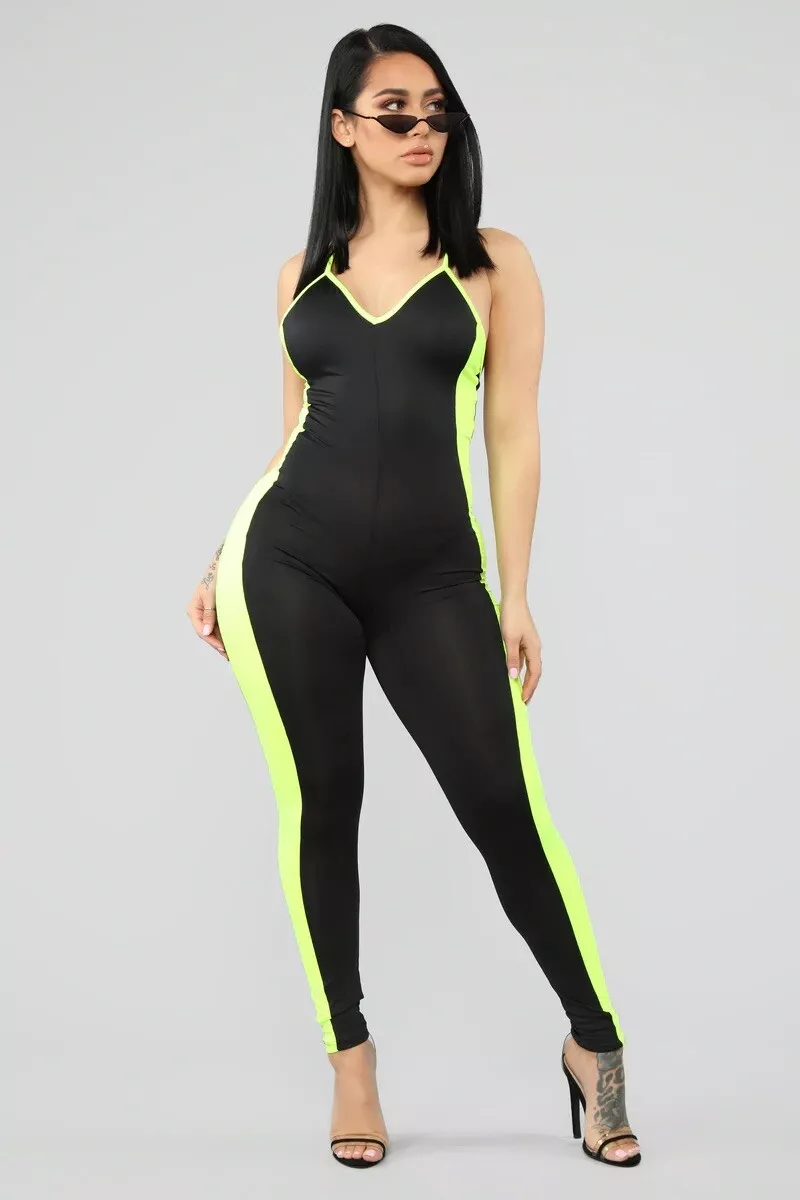 Neon green and black jumpsuit sale