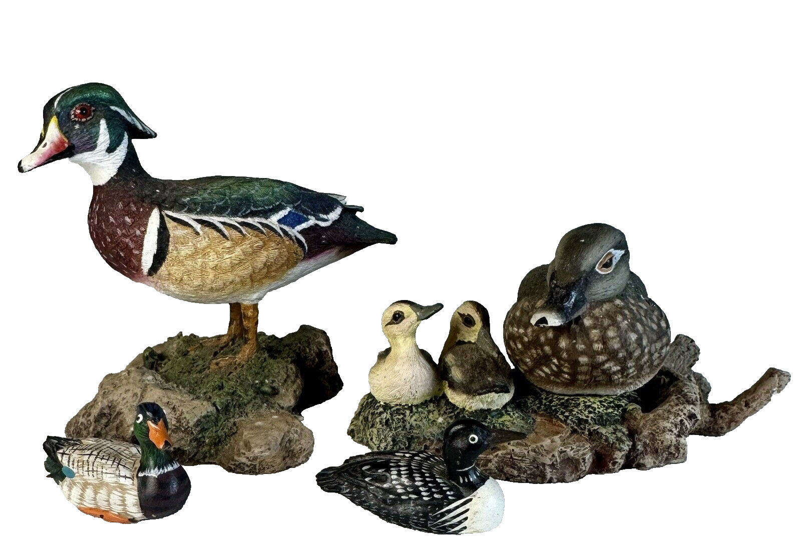 Hand painted resin wood duck Drake & The Hadley collection wood duck hen& 2 more