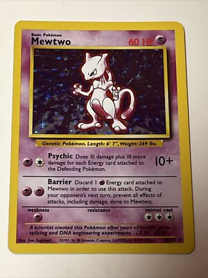 1995 Mewtwo Rare Holo Pokemon Card 10/102 Excellent Condition LP On Corners | eBay 1995 Mewtwo Rare Holo Pokemon Card 10/102 Excellent Condition LP On Corners | eBay