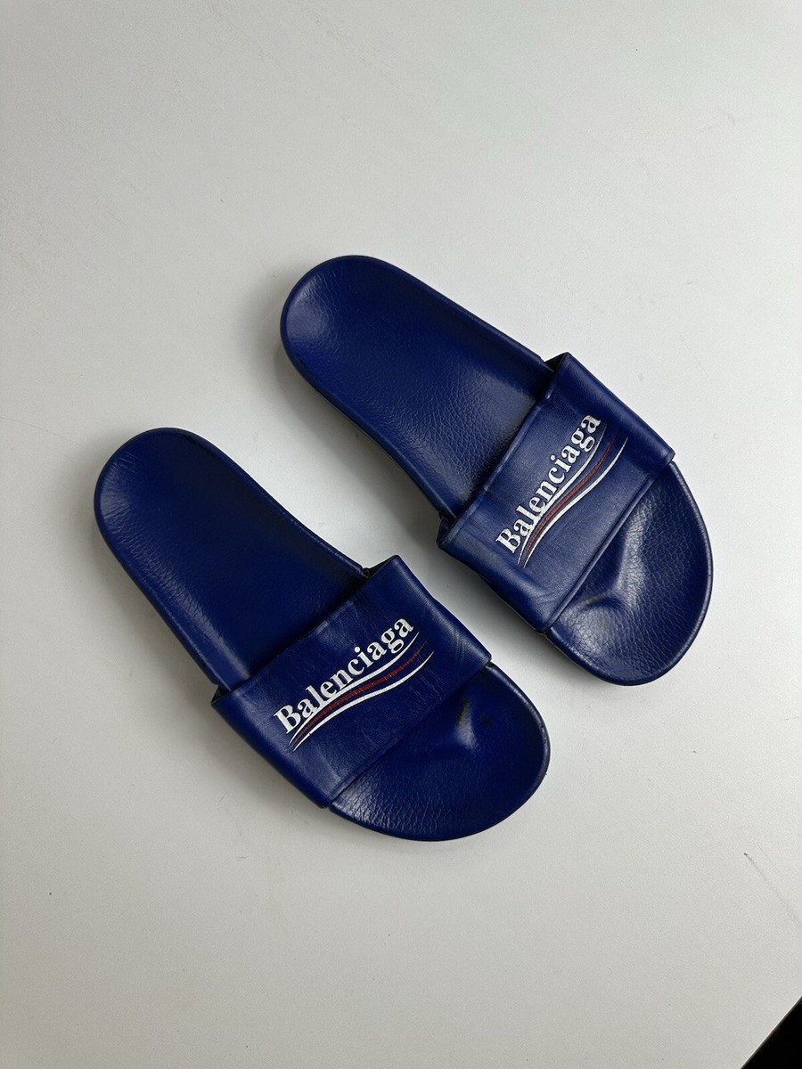 靴 Balenciaga logo-print rubber sliders 41 New Balenciaga Logo Bicolor Rubber Mens Pool Slides Pink
